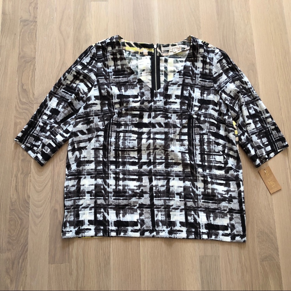 Rachel Roy geometric print v-neck top blouse